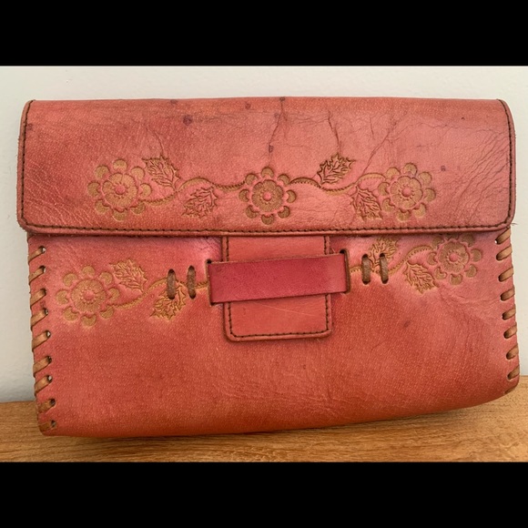 Vintage pink tooled leather wallet - Picture 2 of 7
